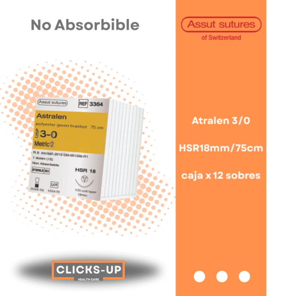 Astralen 3/0 HSR-18mm/75cm Poliester Multifilamento trenzado Assut Ref: 3364