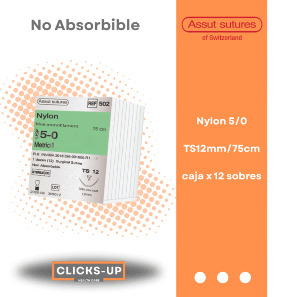 Nylon 5/0 TS-12mm/75cm Poliamida Monofilamento Assut Ref: 502
