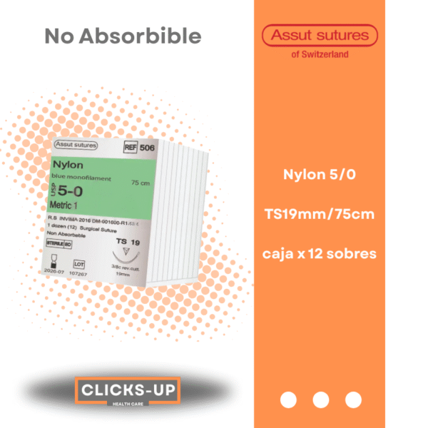 Nylon 5/0 TS-19mm/75cm Poliamida Monofilamento Assut Ref: 506