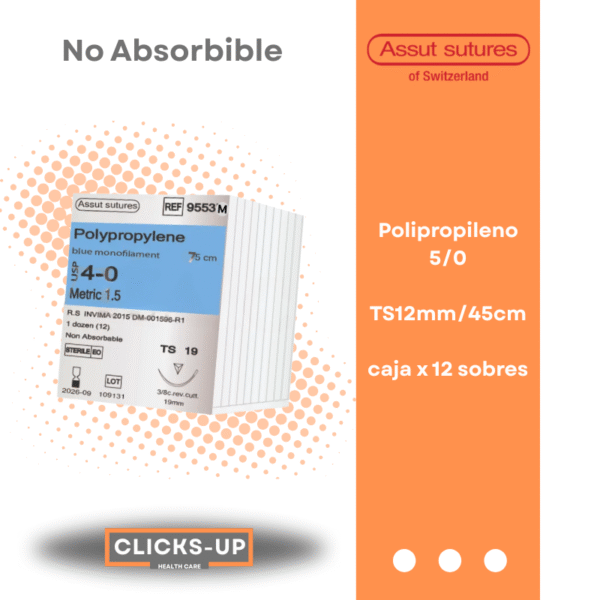 Polipropileno 4/0 TS-19mm/75cm Monofilamento Assut Ref: 9553M