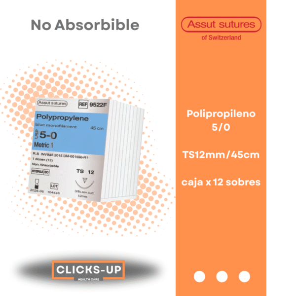 Polipropileno 5/0 TS-12mm/45cm Monofilamento Assut Ref: 9522F