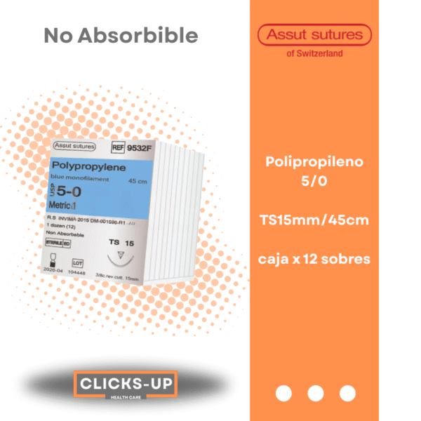 Polipropileno 5/0 TS-15mm/45cm Monofilamento Assut Ref: 9532F