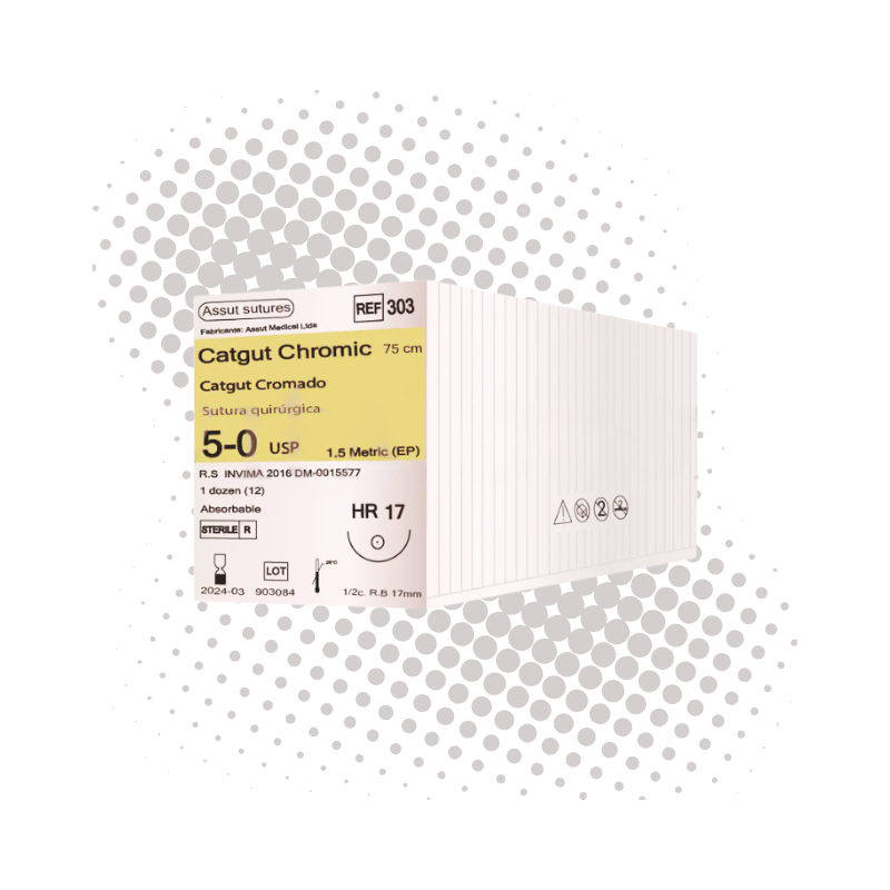 Catgut Cromado 5/0 HR-17mm/75cm Multifilamento torcido Assut Ref: 303