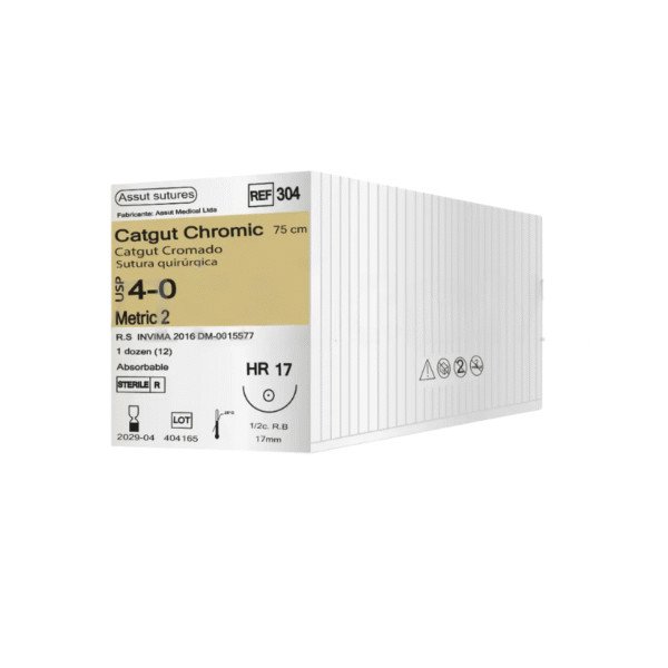 Catgut Cromado 4/0 HR-17mm/75cm Multifilamento torcido Assut Ref: 304
