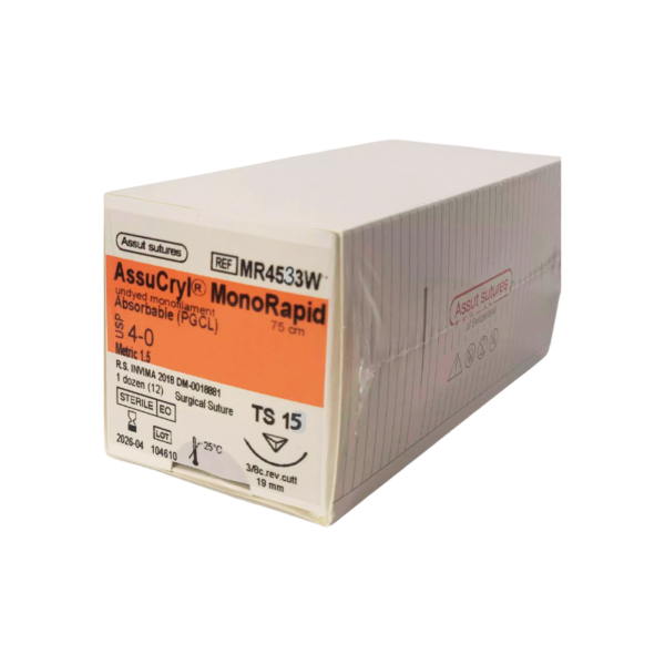 Assucryl MonoRapid 4-0 TS 15mm/75cm Policaprolactona (PGCL)-Monofilamento Assut Ref: MR4533W