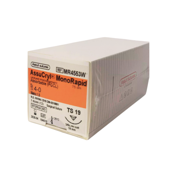 Assucryl MonoRapid 4-0 TS 19mm/75cm Policaprolactona (PGCL)-Monofilamento Assut Ref: MR4553W