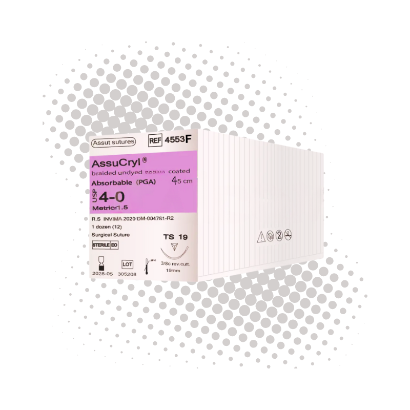 Assucryl 4/0 TS-19mm/45cm Ácido Poliglicólico (PGA) Assut Ref: 4553F