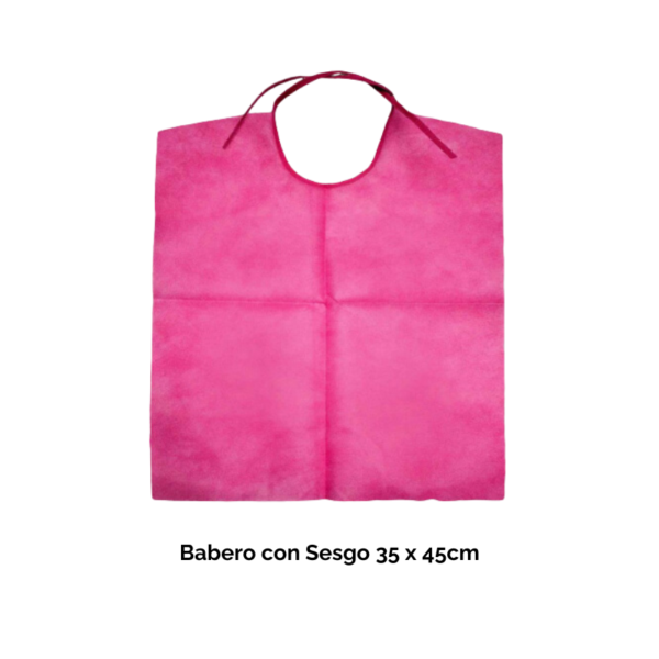 Babero Odontológico con Sesgo (Azul / Blanco / Fucsia) 35 x 45cm  paquete x 50 unidades - Qualimaxx