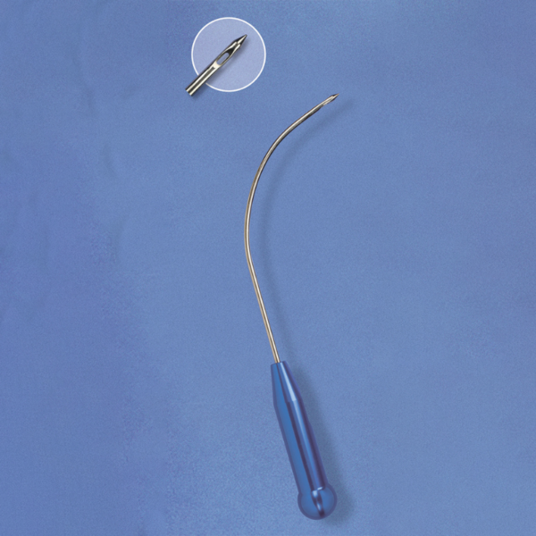 Aguja transvaginal reusable en acero inoxidable con ojo abierto - Herniamesh