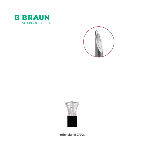 Aguja Spinocan para anestesia Intradural y punción lumbar diagnóstica, G-22 x 3 1/2" negro caja x 25 unidades - Braun
