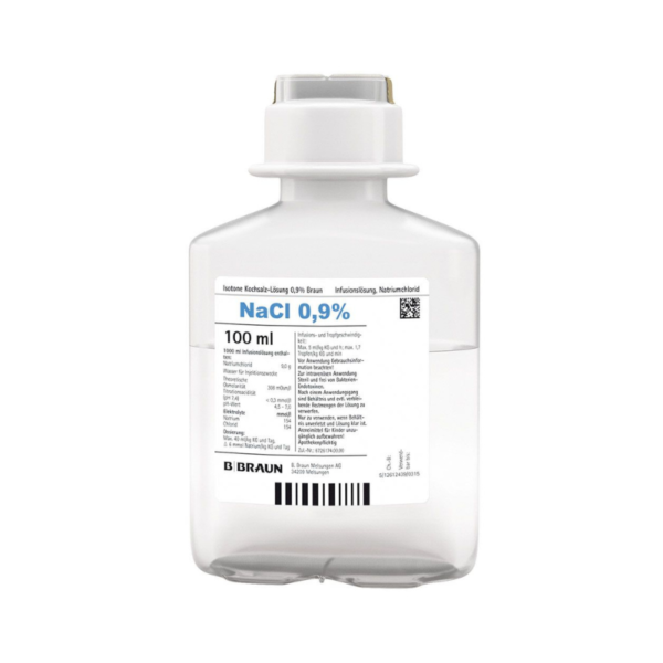 Ecoflac Plus NACL 0,9%, Cloruro sódico en agua para irrigación frasco x 100ml caja x 50 unidades - Braun