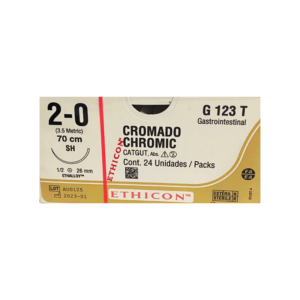 Catgut Cromado 2-0 SH/26mm-70cm, 1/2 circulo caja x 24 unidades - Ethicon