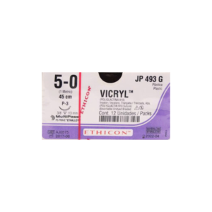 Vicryl 5-0 P3/13mm-45cm, 3/8 circulo incoloro poliglactin 910 caja x 12 unidades - Ethicon