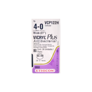 Vicryl Plus Antibacterial 4-0 SC-20/19mm-70cm, 3/8 circulo poliglactin 910 caja x 36 unidades - Ethicon