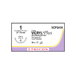 Vicryl Plus Antibacterial 1 CT1/36mm-70cm, 1/2c circulo poliglactin 910 caja x 36 unidades - Ethicon