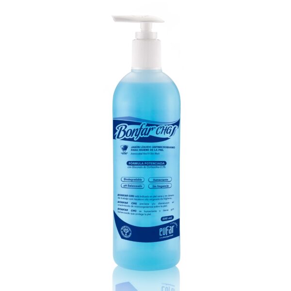 BONFAR CHG Jabon liquido antimicrobiano para higiene de la piel frasco x 500 ml - Eufar