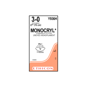 Monocryl 3-0 PS-1/24mm-70cm, 3/8 circulo poliglecaprone 25 caja x 12 unidades - Ethicon