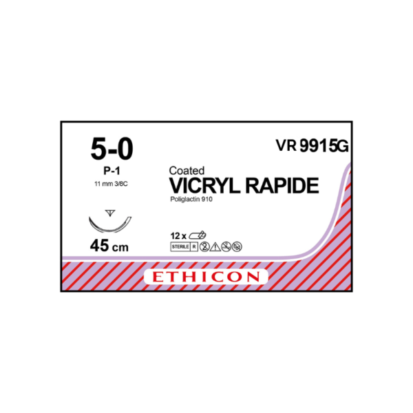 Vicryl Rapide 5-0 P-1/11mm-45cm, 3/8 circulo poliglactin 910 caja x 12 unidades - Ethicon