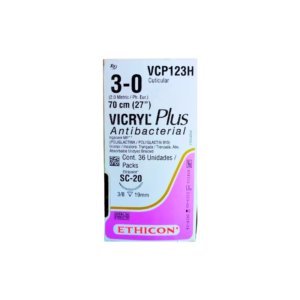 Vicryl Plus Antibacterial 3-0 SC-20/19mm-70cm, 3/8 circulo poliglactin 910 caja x 36 unidades - Ethicon