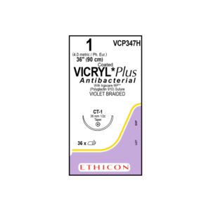 Vicryl Plus Antibacterial 1 CT-1/36mm-90cm, 1/2 circulo poliglactin 910 caja x 36 unidades - Ethicon