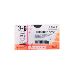 Ethibond* Excel 3-0 2RB-1/17mm-75cm (2), 1/2 circulo Poliester verde caja x 24 unidades - Ethicon