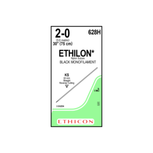 Ethilon* 2-0 KS/60mm-75cm, aguja recta Mono Nylon Black caja x 36 unidades - Ethicon