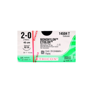 Ethilon* 2-0 SC-20/19mm-45cm, 3/8 circulo Mono Nylon Black caja x 24 unidades - Ethicon