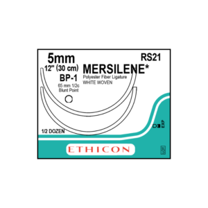 Mersilene* Cinta Blanca 5mm BP-1/65mm-30cm (2), 1/2 circulo Blunt Point Poliester caja x 6 unidades - Ethicon