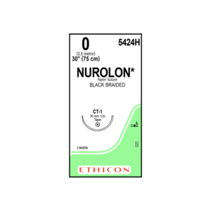 Nurulon* 0 CT-1/36mm-75cm, 1/2 circulo Nylon Black Braided caja x 36 unidades - Ethicon