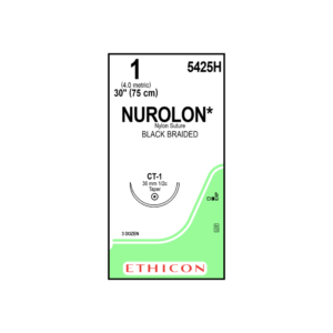 Nurulon* 1 CT-1/36mm-75cm, 1/2 circulo Nylon Black Braided caja x 36 unidades - Ethicon