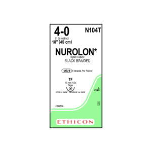 Nurulon* 4-0 TF/13mm-45cm, 1/2 circulo Nylon Black Braided caja x 24 unidades - Ethicon