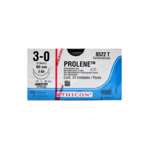 Prolene* 3-0 2-SH/26mm-90cm (2), 1/2 circulo ethipoint Polipropileno blue monofilamento caja x 24 unidades - Ethicon