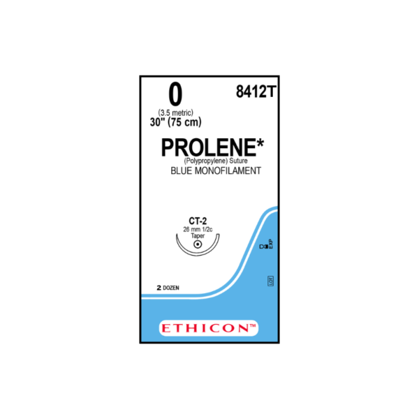 Prolene* 0 CT-2/26mm-75cm, 1/2 circulo ethipoint Polipropileno blue monofilamento caja x 24 unidades - Ethicon