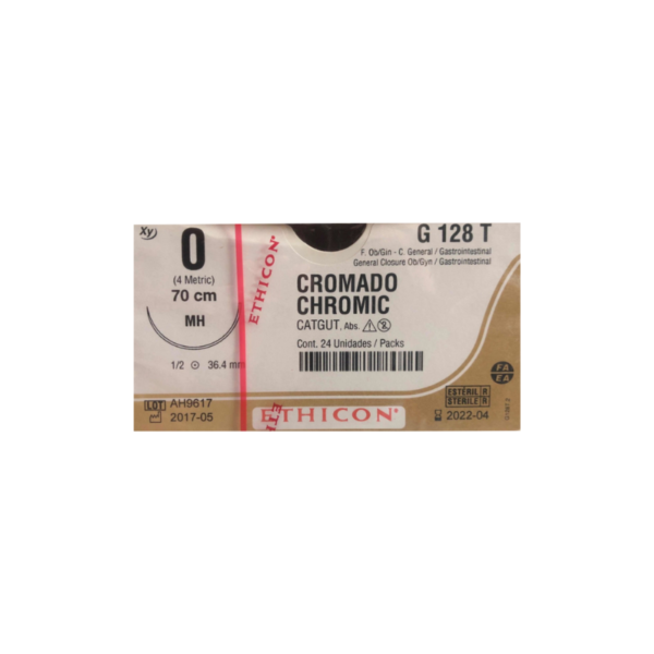 Catgut Cromado 0 MH/36mm-70cm, 1/2 circulo caja x 24 unidades - Ethicon