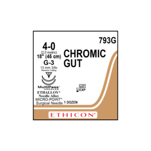 Catgut Cromado 4-0 G3/13mm-45cm (2), 3/8 circulo caja x 12 unidades - Ethicon