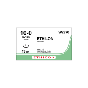 Ethilon* 10-0 BV75-3/4mm-13cm, 3/8 circulo Polyamide 6 caja x 12 unidades - Ethicon