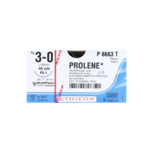 Prolene* 3-0 PS-1/24mm-45cm, 3/8 circulo ethipoint Polipropileno blue monofilamento caja x 24 unidades - Ethicon