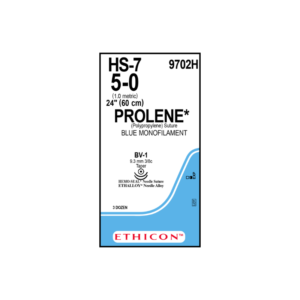 Prolene* 5-0 BV-1/9,3mm-60cm (2), 3/8 circulo Polipropileno blue monofilamento caja x 36 unidades - Ethicon