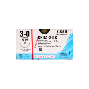 Seda Silk* 3-0 SH/26mm-75cm, 1/2 circulo seda negra caja x 36 unidades - Ethicon