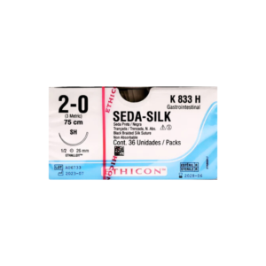 Seda Silk* 2-0 SH/26mm-75cm, 1/2 circulo seda negra caja x 36 unidades - Ethicon