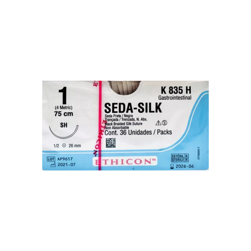 Seda Silk* 1 SH/26mm-75cm, 1/2 circulo seda negra caja x 36 unidades – Ethicon