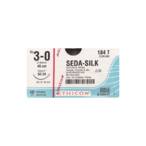 Seda Silk* 3-0 SC-24/24mm-45cm, 3/8 circulo seda negra caja x 24 unidades - Ethicon