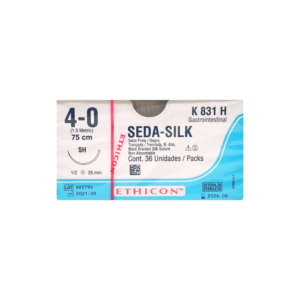 Seda Silk* 4-0 SH/26mm-75cm, 1/2 circulo seda negra caja x 36 unidades - Ethicon