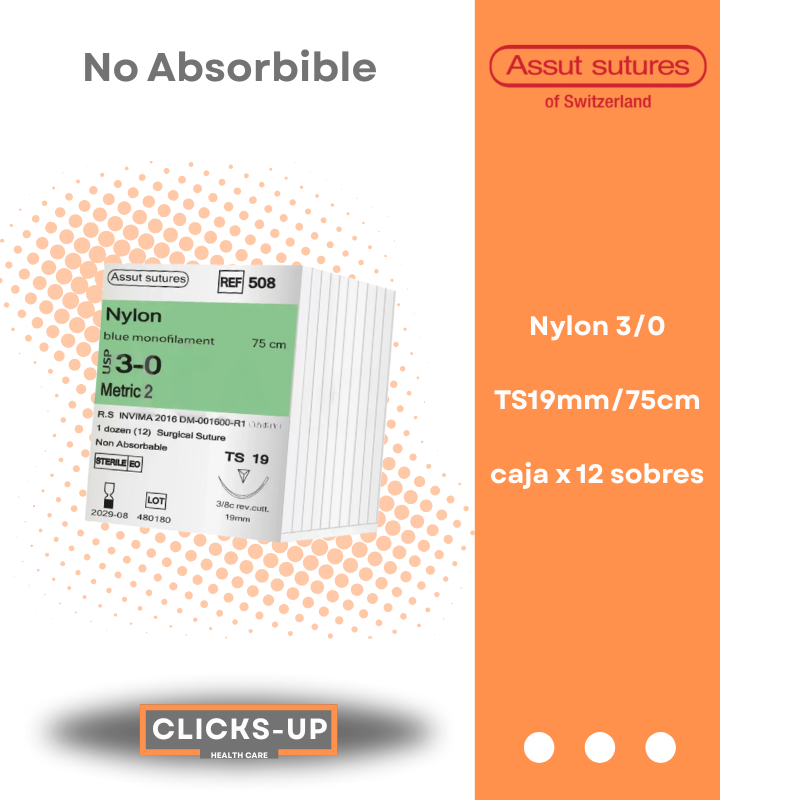 Nylon 3/0 TS-19mm/75cm Poliamida Monofilamento Assut Ref: 508