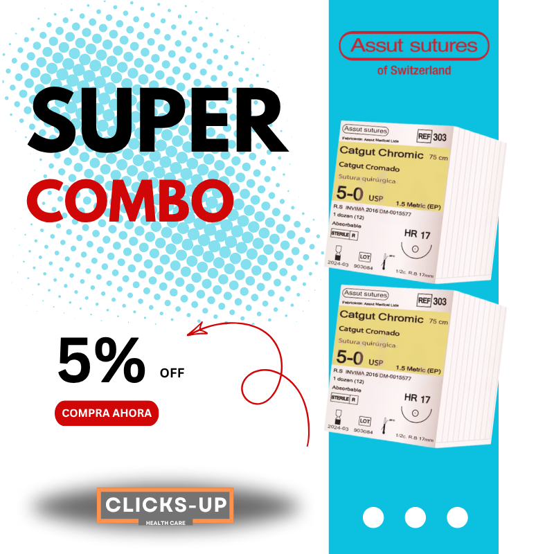 Combo de Catgut Cromado 5/0 + 5/0 – Assut Sutures