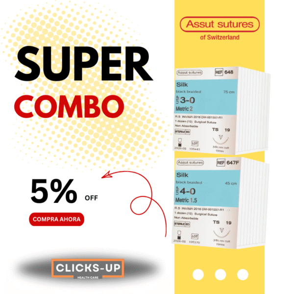 Combo de Seda (Silk) 3/0 + 4/0 - Assut Sutures